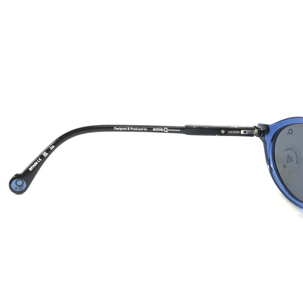 Etnia Barcelona Sunglasses DELOS BL Shiny Blue Oval Frames with Dark Gray Lenses